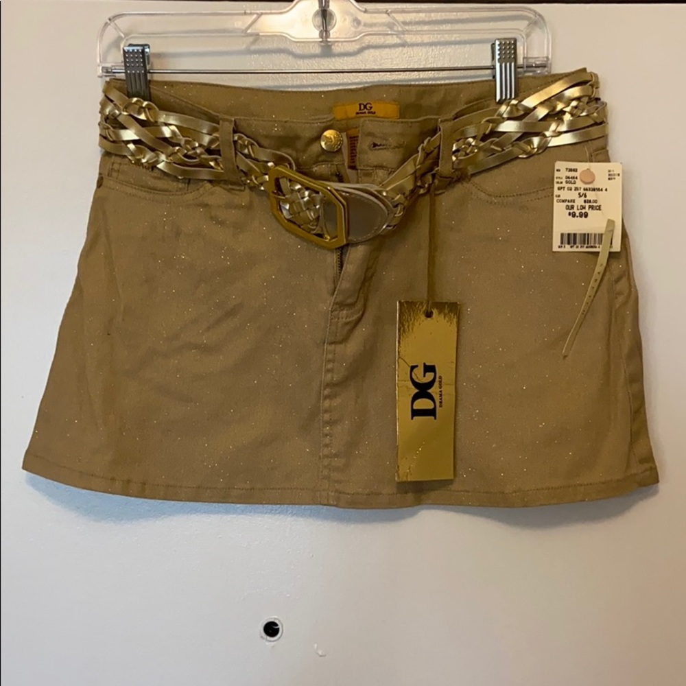 Drama Gold Jean Skirt